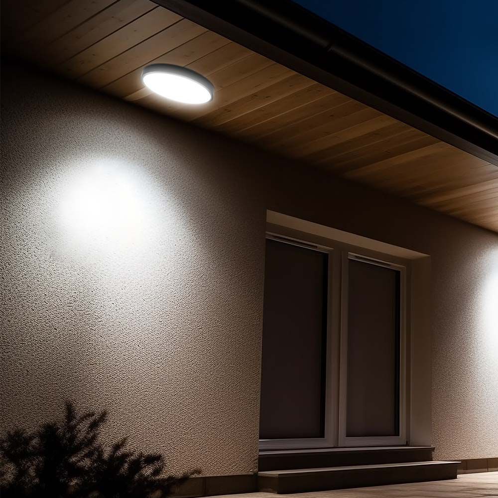 V-Tac Plafoniera Led Rotonda 24w Con Cornice Nera - 6400k, Ip44 (Sku 76381 - Vt-8624)