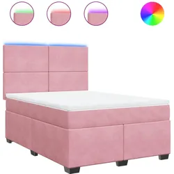vidaXL Boxspringbett mit Matratze Rosa 160x200 cm Samt