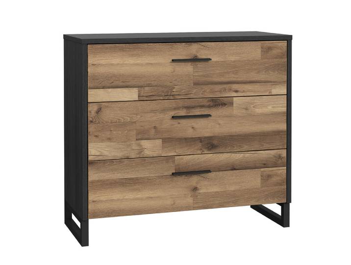 Commode 3 tiroirs Sirus Chene Noir/chene - Basika