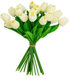 Nearly Natural 13-in Artificial White Tulip Flower Bundle - Set of 20