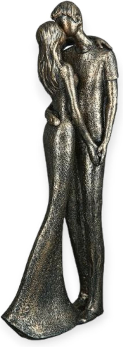 Gilde Handwerk Sculptuur Beeld Jij en ik - Polyresin - Robuust Goud - Hoogte: 30 cm