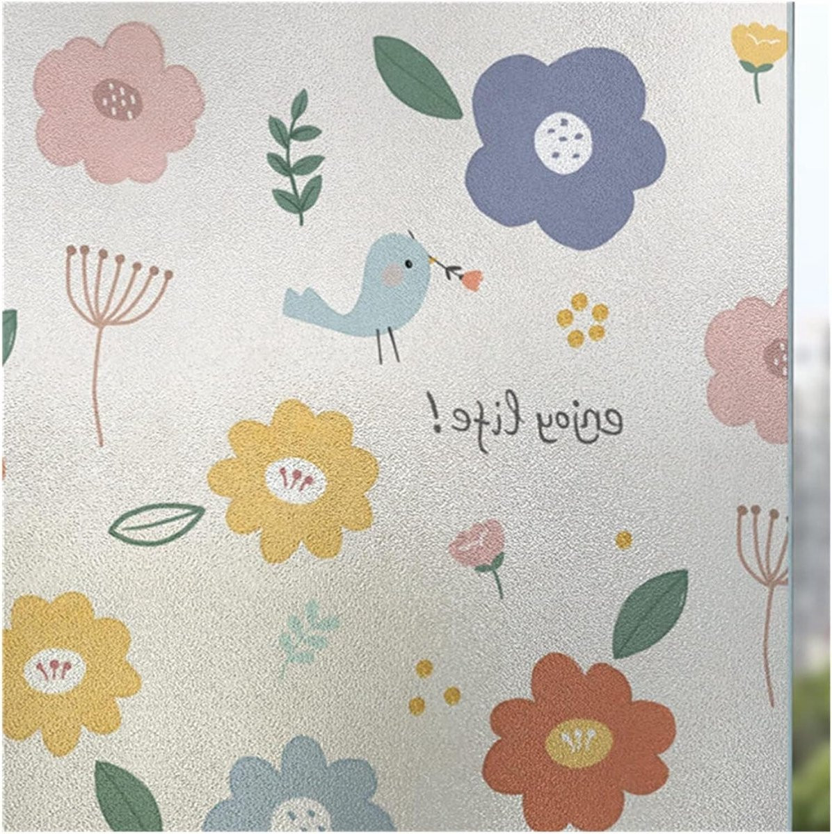 Decoratieve Raamfolie Bloem voor Privacy - Kleurrijk - 30 x 100 cm