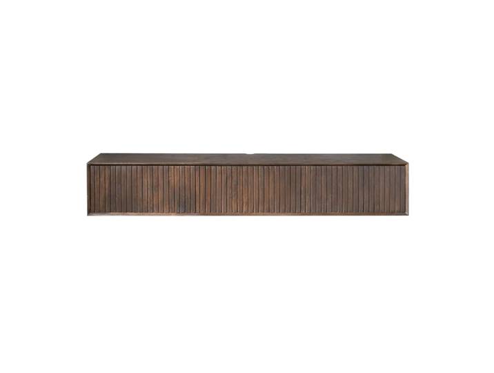 Meuble tv mural en bois marron rainuré, 3 portes