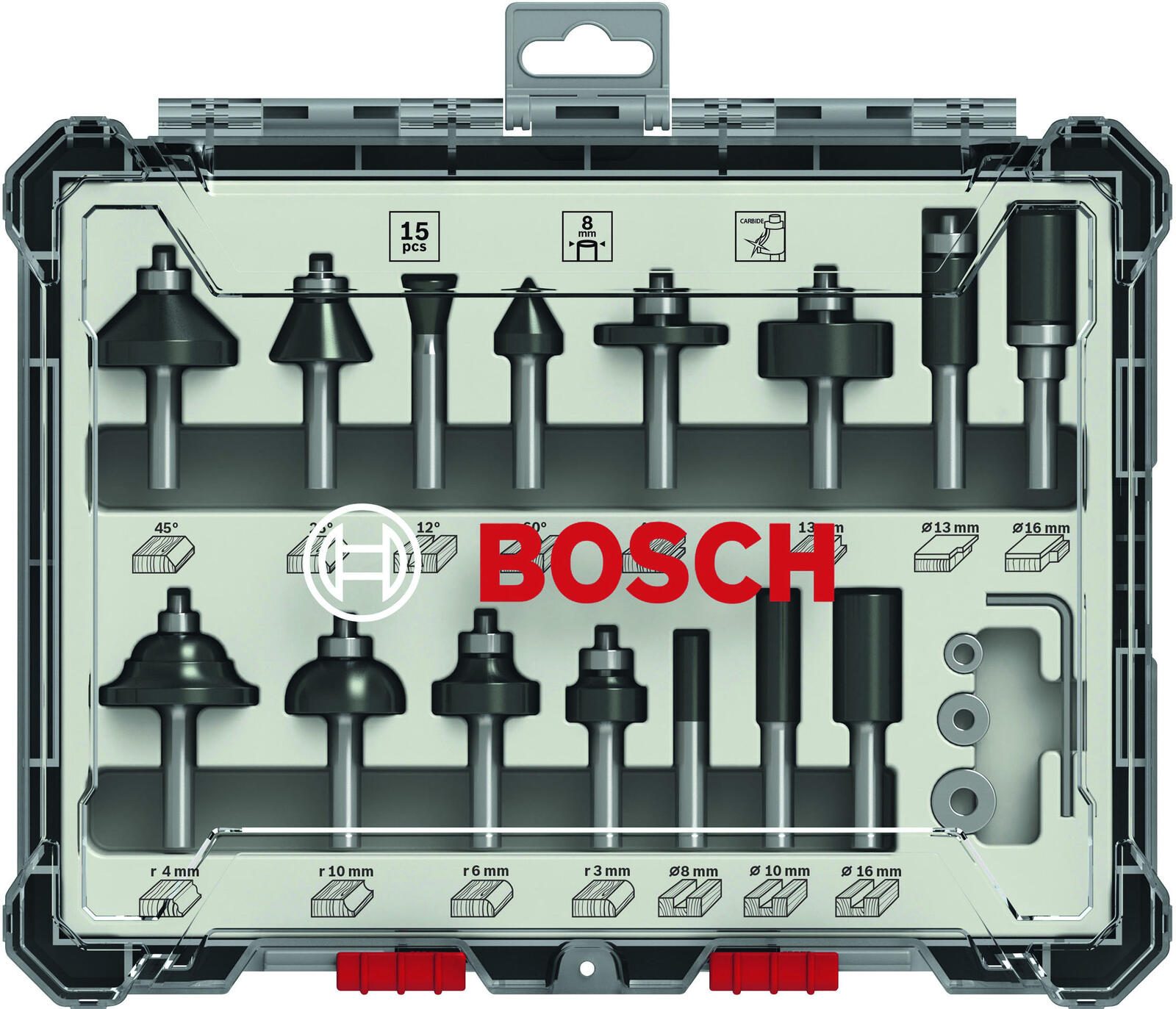 BOSCH Fräser-Set Mixed Set 15-teilig 2607017472