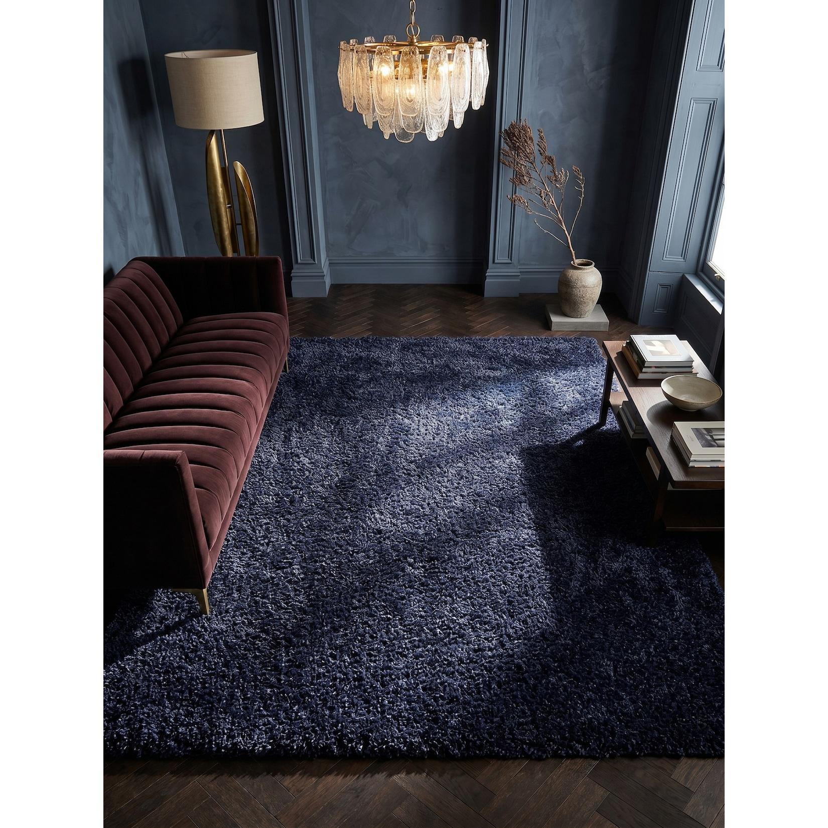 Teppich Hochflor RHEIN in Marineblau, einfarbig, 240 x 340 cm
