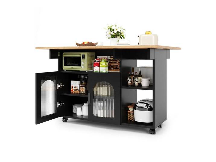 LuxusKollektion Kücheninsel Kücheninsel Servierwagen Speisewagen Schwarz 120x70x79.5cm