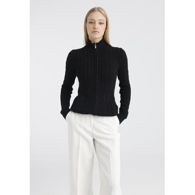 Strickjacke FELIX HARDY "Strickjacke mit Zopfmuster", Damen, Gr. M, schwarz, 100% Baumwolle, Strickjacken Strickjacke