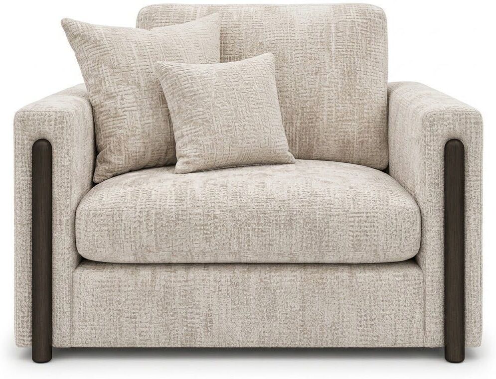 Brooklyn Ivory Textured Chenille Sofa Range with Walnut Leg Detail, Love Seat