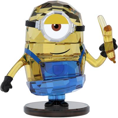 Comicfigur SWAROVSKI "Dekofigur Kristallfigur Sammelfigur Minions Stuart", gelb (gelb, blau, schwarz, braun, kristallweiß, weiß, silberfarben), Dekofiguren, B/H/T: 3,5cm x 5,3cm x 5,14cm, Leder, Metall, Swarovski Kristall, Swarovski Kristall,...