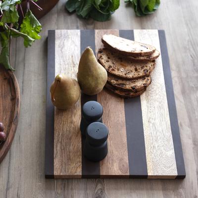 Storied Home Mango Wood Cheese and Cutting Board with Stripes