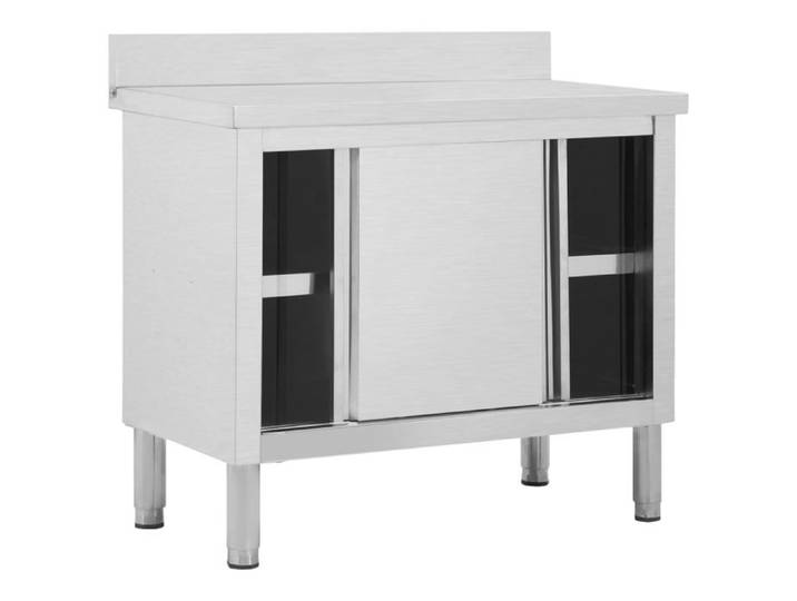 Table de travail - DUOKON - 100x50x(95-97)cm - Ino - MODERNE Table de travail avec portes coulissantes 100x50x(95-97)cm Inox 32894