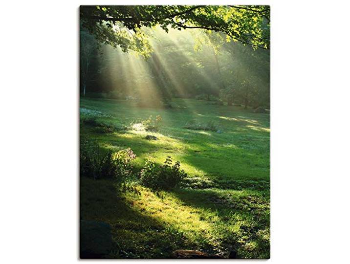 ARTLAND Wanddeko Leinwand Bilder Wandbild 90x120 cm Natur Landschaft Wald Sonne Wiese Landhaus Modern T5XX