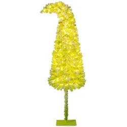 COSTWAY Weihnachtsbaum 210cm mit Schnee, biegsamer Spitze, warmweißen LEDs & 8 Modi.