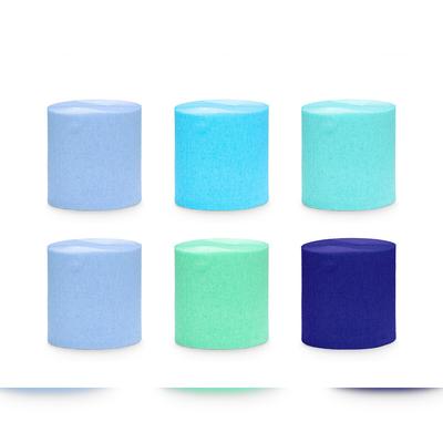 PartyDeco 6 Krepppapier Rollen 5cm x 10m Krepp Papier Set zum Basteln Dekorieren Bastelkrepp Kreppbänder Floristenkrepp Bastelbedarf Bastelzubehör Blau Grün