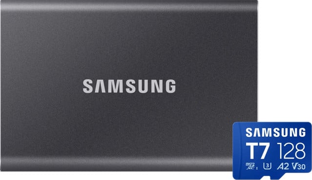 Samsung T7 Portable SSD 2TB Grijs met Samsung MicroSDXC T7 128GB 170MB/s