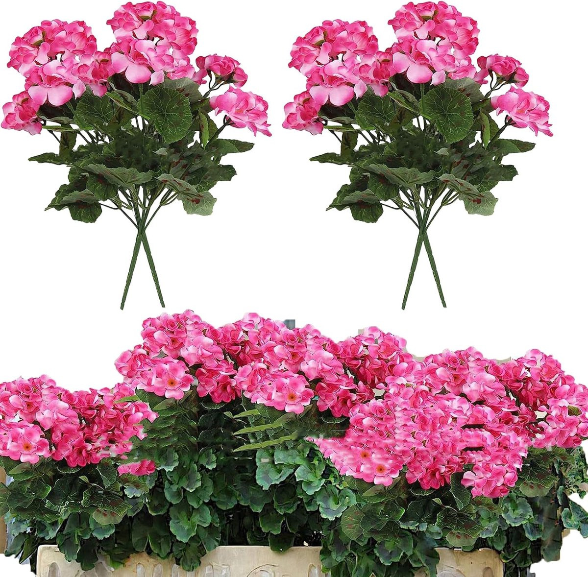 Kunstmatige Geranium Bloemenbos - 6 Stuks Zijden Hortensia Takken voor Binnen en Buiten Decoratie