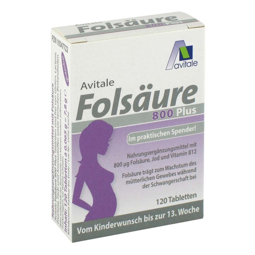 Folsäure 800 Plus B12+Jod Tabletten 120 St