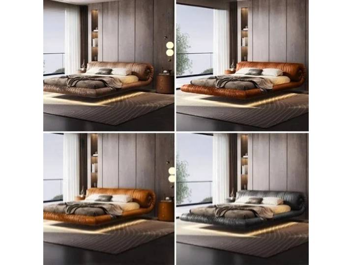 Ensemble de lit de luxe avec tête de lit et table de chevet 180x200cm, sommiers et cadres de lit king size de luxe, mobilier de chambre royal complet