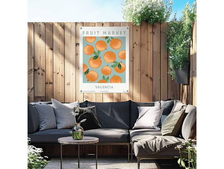 home24 Outdoor-poster Sinaasappels PVC oranje/oranje 60 x 80 x 0cm