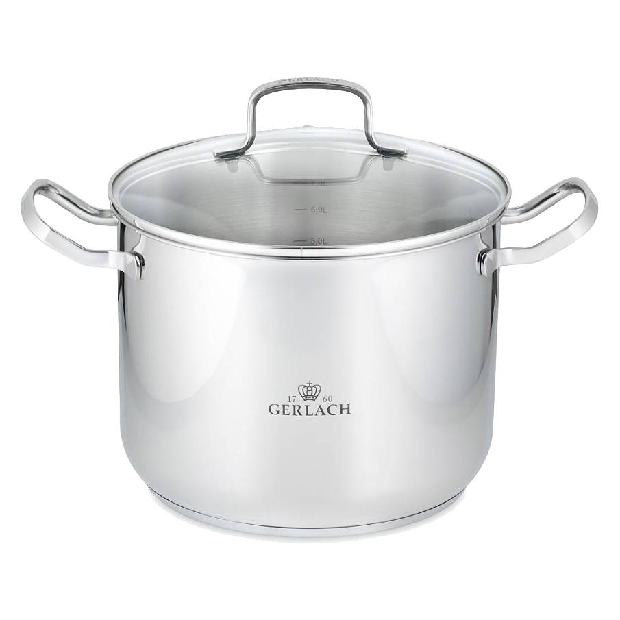Gerlach SIMPLE pot with lid 24cm 7L 332M (Kochtopf, Edelstahl) (GERNK332-24-7L)
