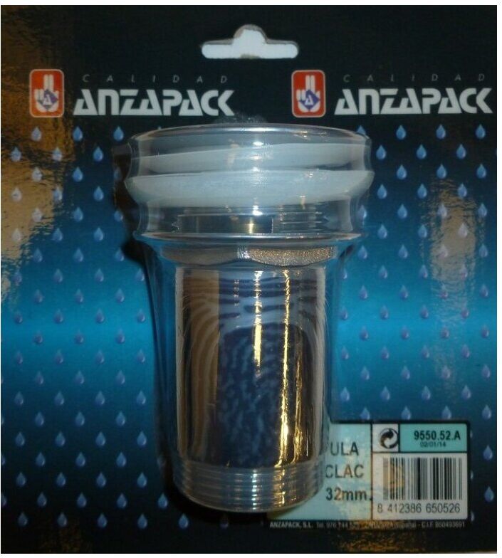 Anzapack Válvula ClickClack para Lavabo y Bidet. Cromo