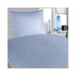 Elegante Mako-Satin Bettwäsche »Hamburger Streifen« Blau-Weiß 2460-02 Kissen 40x80 cm
