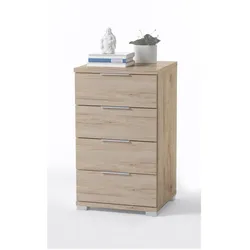 Schlafkontor, Nachttisch, Beimöbel Nachtkommode 4 Schubkästen Holzwerkstoff Dekorfolie 46x79x42 cm (46 x 42 x 79 cm)