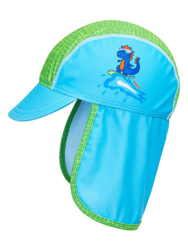 Playshoes Nackenschutzcap "Dino" in Türkis/ Grün - 49 cm