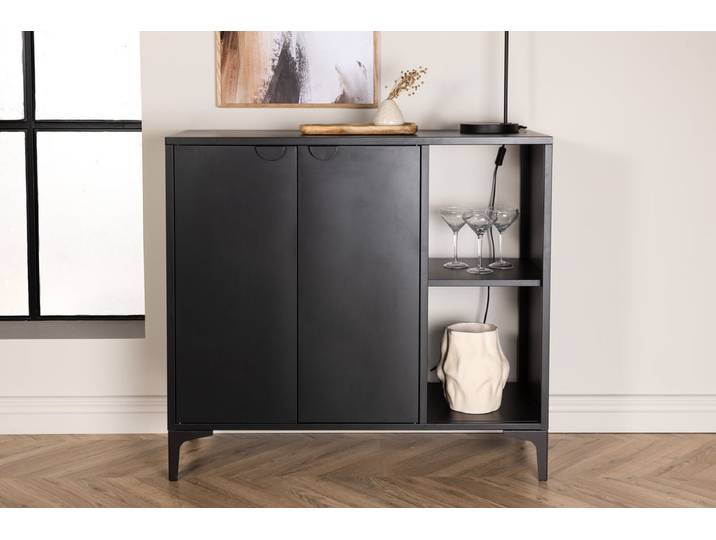 Kommode Nerano – Schwarz, Industrial mit modernem Loft-Charme - Schwarz - Luxusbetten24