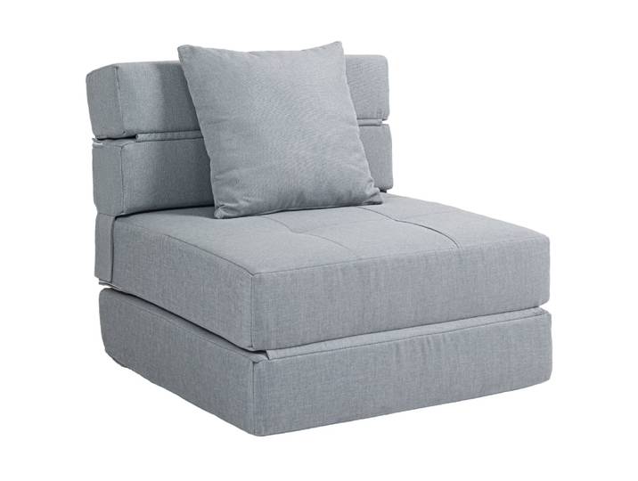 Chauffeuse canapé convertible fauteuil 1 place tissu gris clair