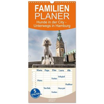 Familienplaner 2027 - Hunde in der City - Unterwegs in Hamburg mit 5 Spalten (Wandkalender, 21 x 45 cm) CALVENDO