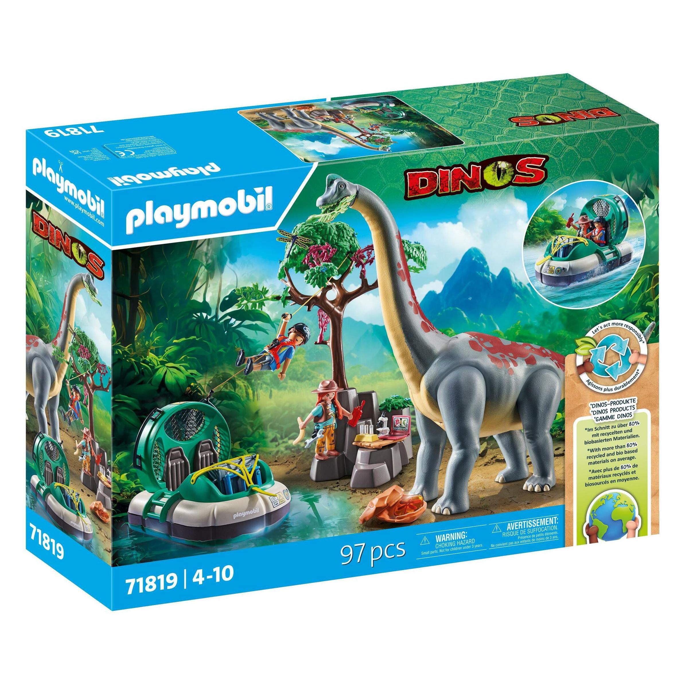 Playmobil Brachiosaurus-Begegnung mit Luftkissenboot (71819)