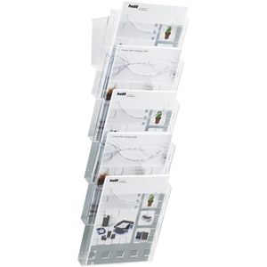 Helit Prospekthalter H61031-02 the grid wall, klar, Wandprospekthalter, Kunststoff, 5 x A4