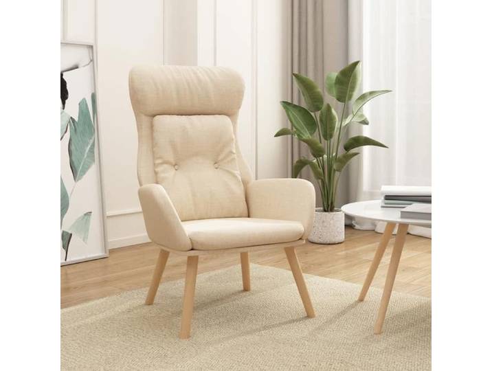 SALE 2026  Fauteuil Chaise de relaxation Crème - Chaise de relaxation Crème Tissu PRO675579441
