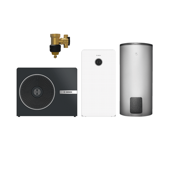Bosch Monoblock CS8800iAW 15 O-T 15 kW, schwarz, Komplettsystem mit Warmwasserspeicher und integriertem Pu 7739625473