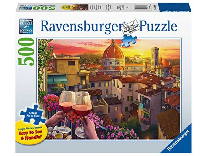 Ravensburger puzzel Wijn Drinken op het Terras - Legpuzzel - 500 stukjes