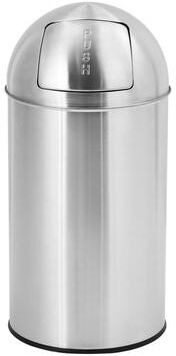 Garvee Stainless Steel Push Door Trash Can, Round Top Step-on Garbage Bin, Commercial Grade Brushed Stainless Steel Finish
