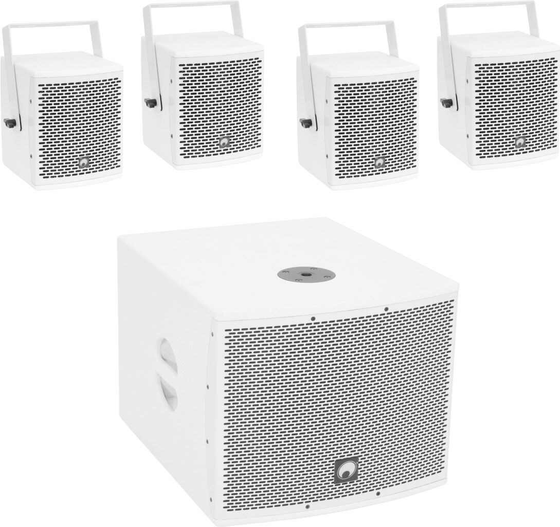 Omnitronic Set Molly-12a Subwoofer Aktiv + 4x Molly-6 Top 8 Ohm, Weiß