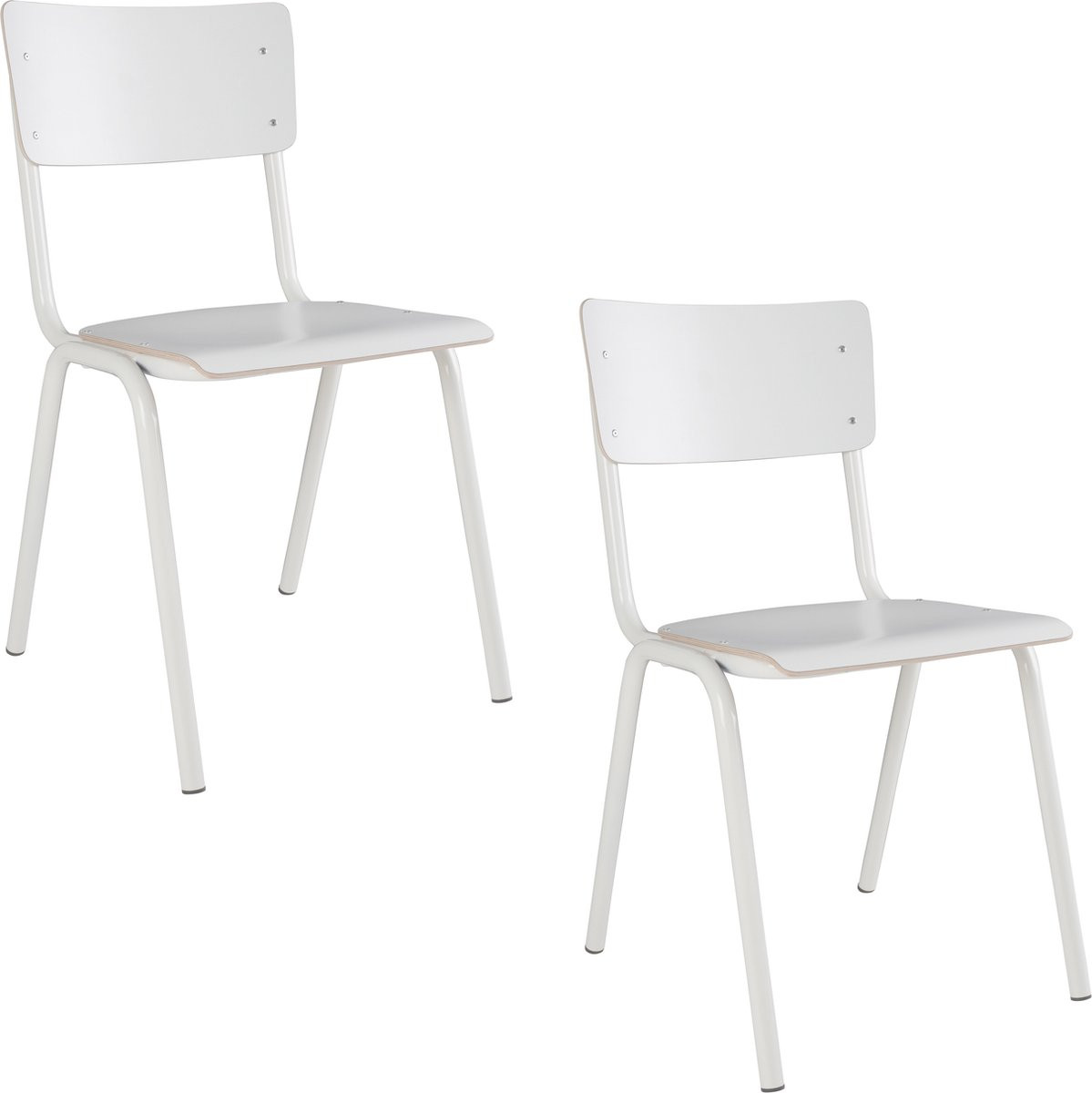 Zuiver Back To School Eetkamerstoelen HPL Wit - Set van 4 - Stapelbaar