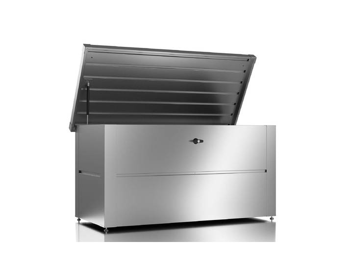 Gartenbox Guardi S mit Schloss , silber (silberfarben), B:65cm H:73cm T:135cm, Stahl, Aufbewahrungsboxen, Gartenbox