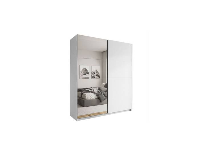 SCHIEBESCHRANK CAMILA II 180 cm mit Spiegel Weiß rustica