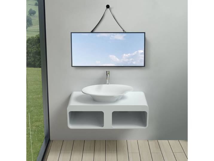 Plan de toilette avec vasque palette en solid surface SDK52 + vasque V45-N