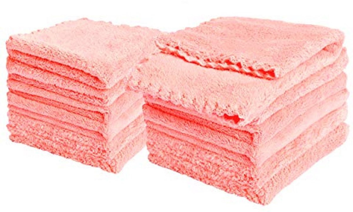Set van 12 ultra zachte babywashhanddoeken - Roze, 30,5 x 30,5 cm, microvezel