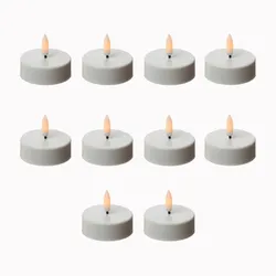441 LED Maxi Teelichter Kunststoff 3D Flamme Timer D: 5,8cm weiß 10er Set