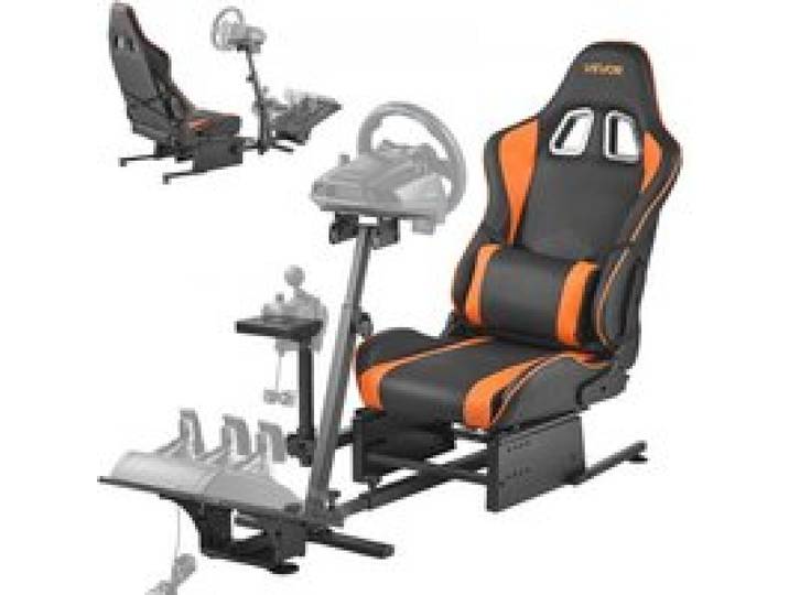 VEVOR Support de Volant de Course Robuste Cockpit de Simulateur de Conduite, Compatible avec Pédales Logitech G25, G27, G29, G920, G923, Thrustmaster T300RS, TX F458, T500RS, T3PA-PRO (F1/GT) et CSR