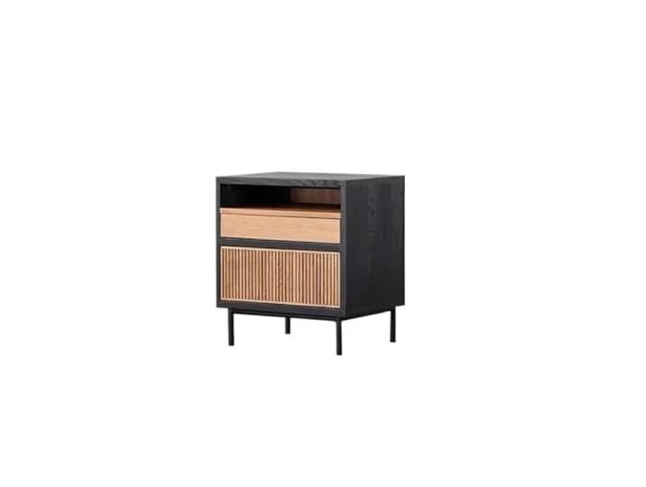 YCCHAH Bett mit Stauraum Moderner Sofa-Beistelltisch Aus Massivem Holz, Nachttisch Schwarzer Eiche Desktop
