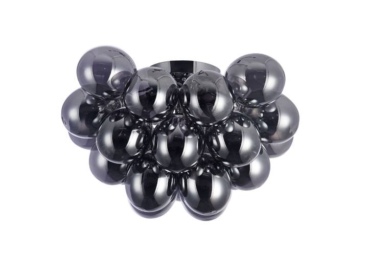 Plafonnier\, nickel mat\, verre fumé cognac\, D 50 cm