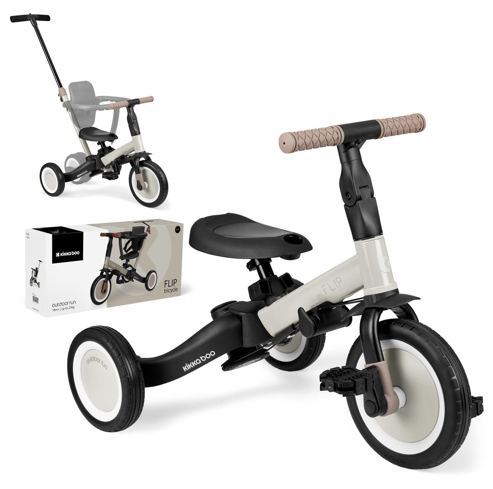 KikkaBoo FLIP driewieler 5-in-1 met duwstang, geschikt vanaf 1 tot 5 jaar