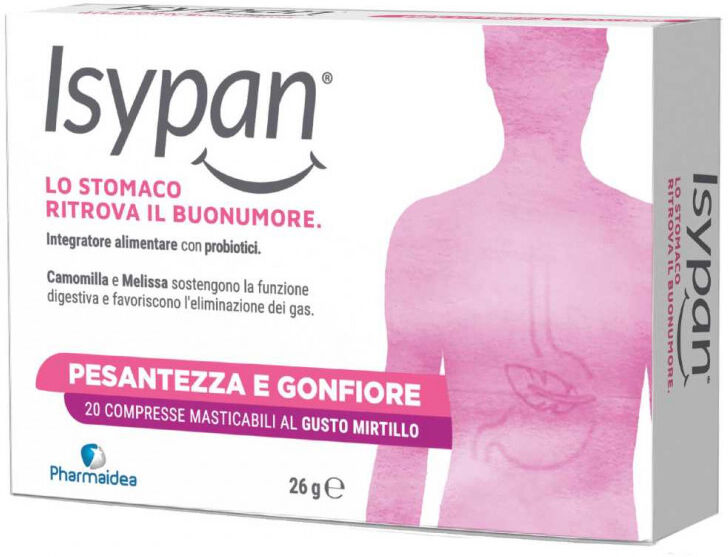 Pharmaidea Isypan Integratore Pesantezza Gonfiore Stomaco 20 Compresse Masticabili