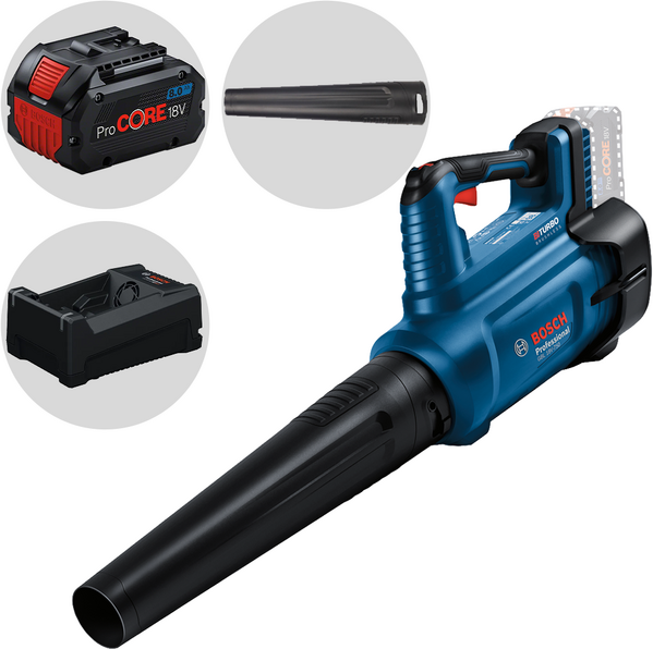 Bosch Professional GBL 18V-750 - Soffiatore a batteria 18V/8Ah + Caricatore rapido